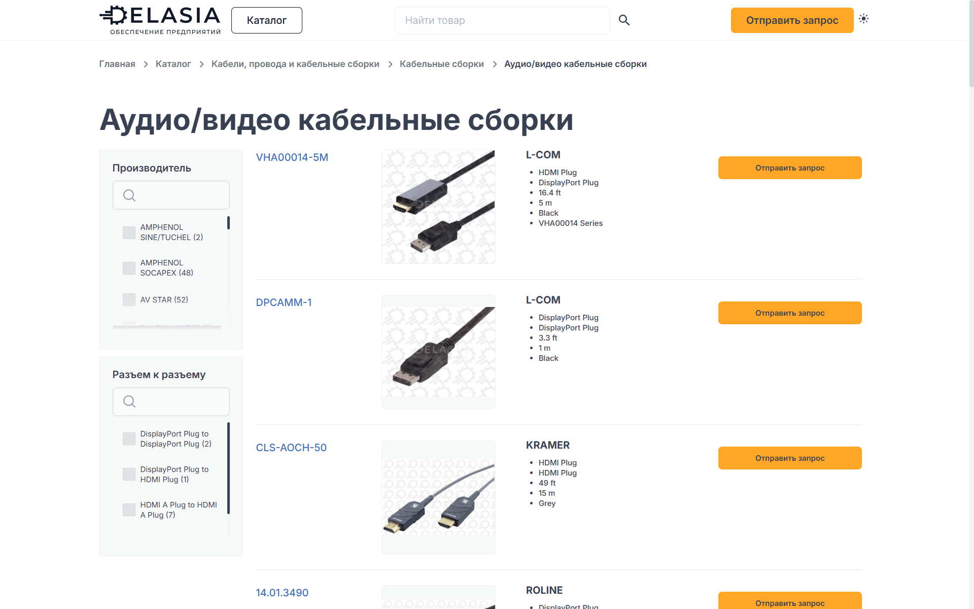 Список товаров определенной категории