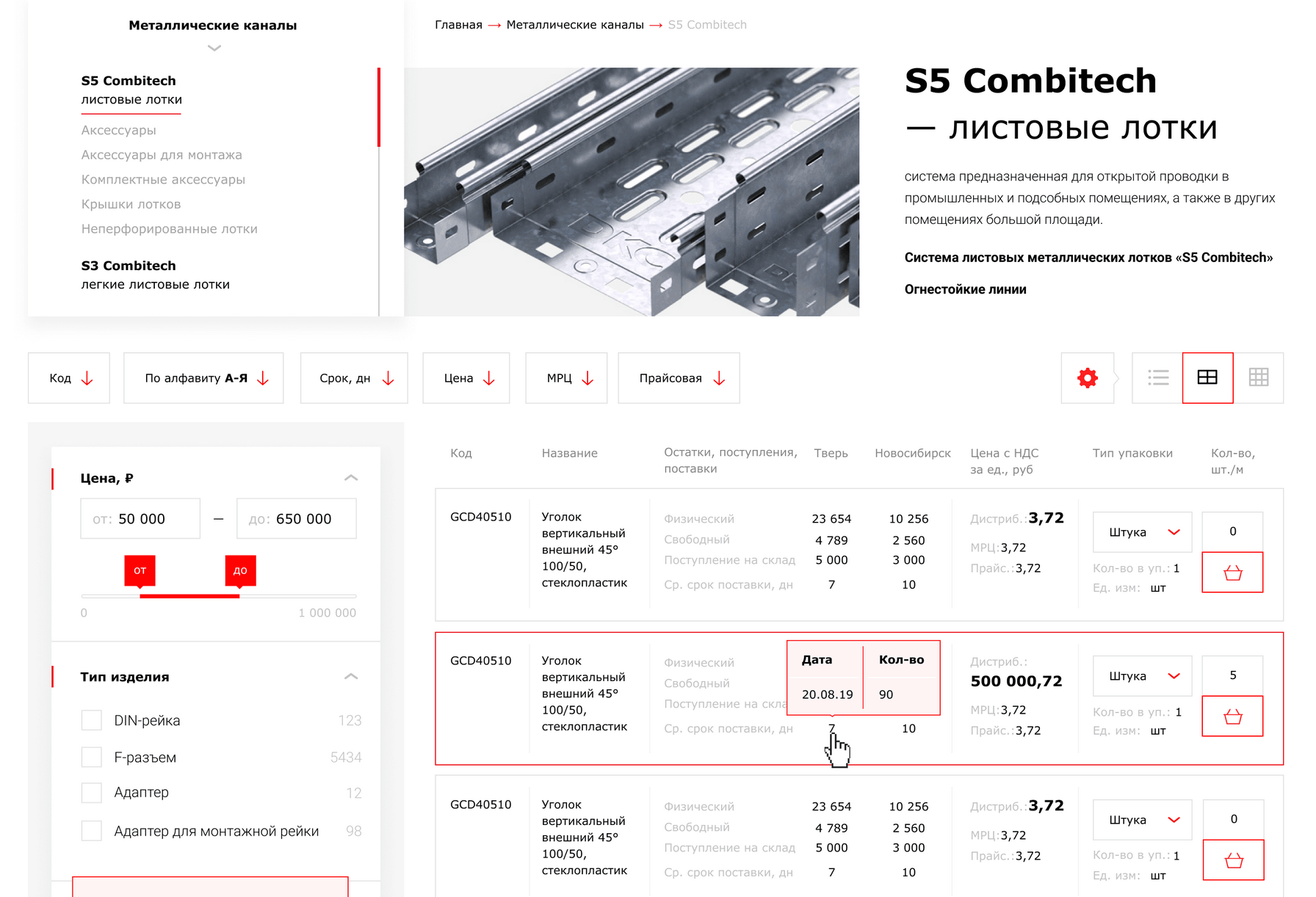 Каталог товаров в B2B-портале